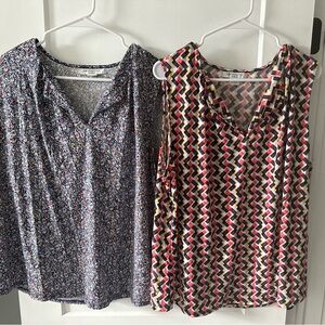 Multicolor Chevron and Floral Women's 1x Blouse Bundle